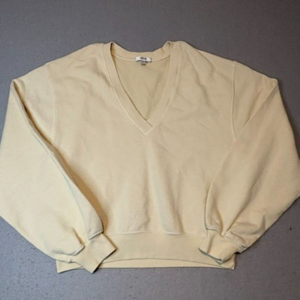 Agolde V Neck Womens Sweatshirt S/M Cropped Balloon Sleeves Oversized NWOT